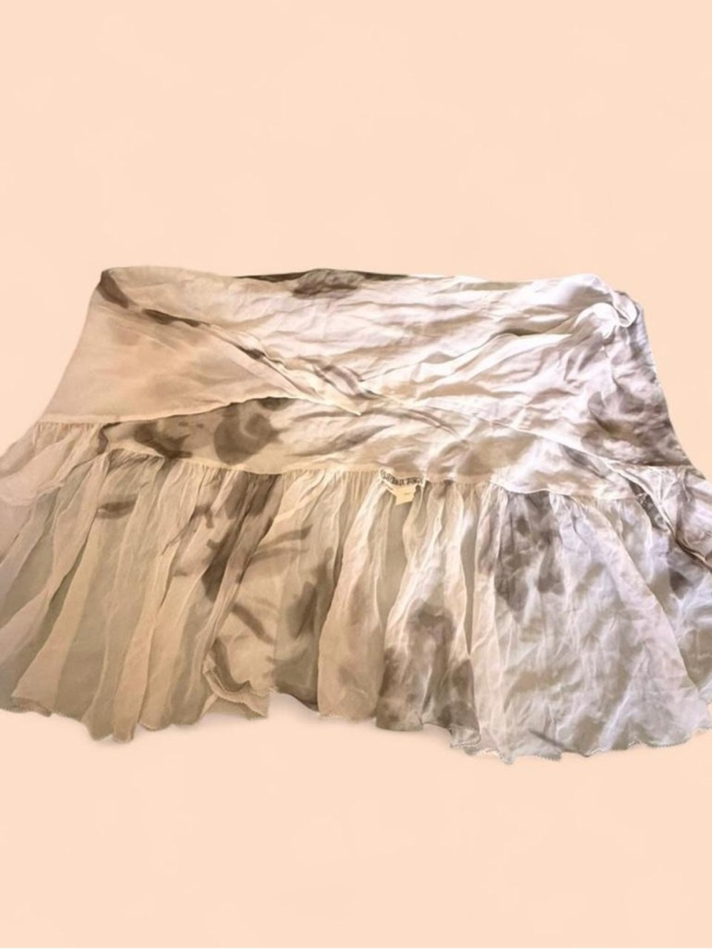 California Things Light Gray and white Ruffled Mini Skirt swimsuit tie cover up